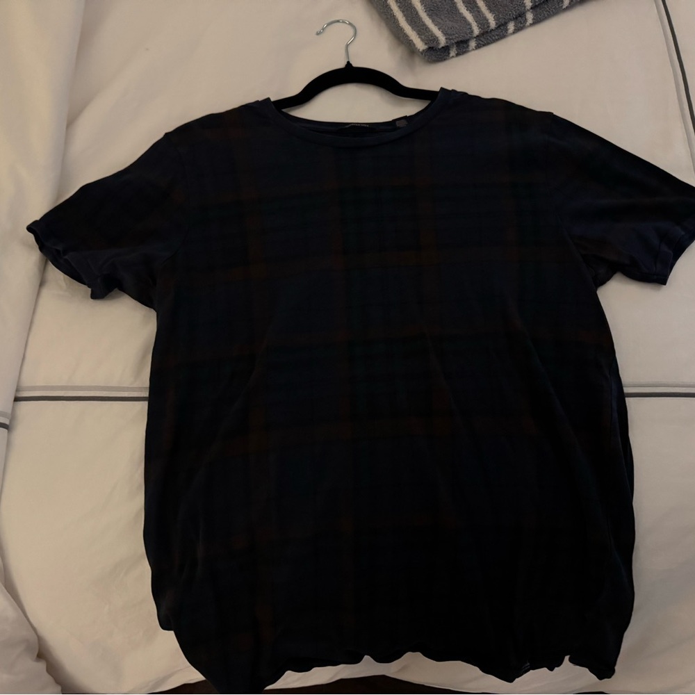 Scotch & Soda Navy Plaid Short Sleeve Shirt Size Large